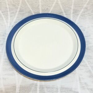 Arabia Finland Balladi Dinner Plate Blue Green White Rimmed 10.25 Inch Stoneware